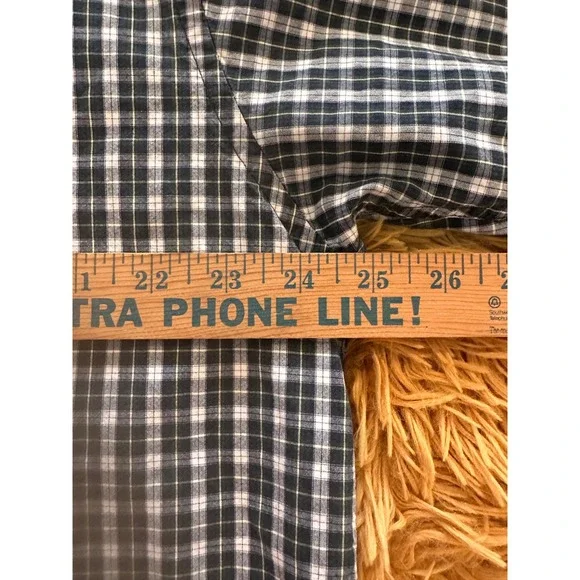 Tommy Hilfiger Button Down Men L Navy Blue Plaid Crest Short Sleeve Shirt Cotton - Picture 3 of 5